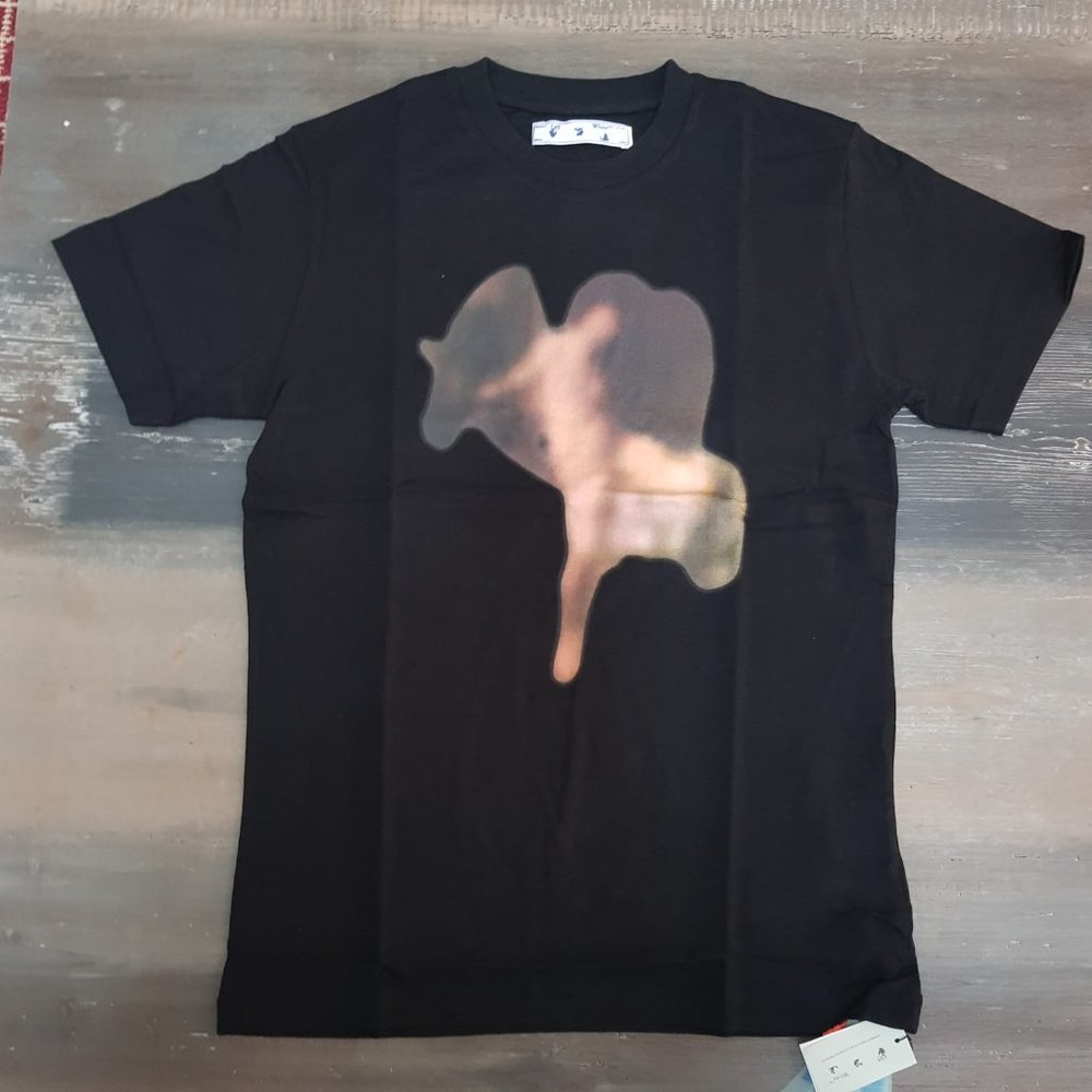 Off-White Black T-Shirt With Blurred Figure Arrows Printed